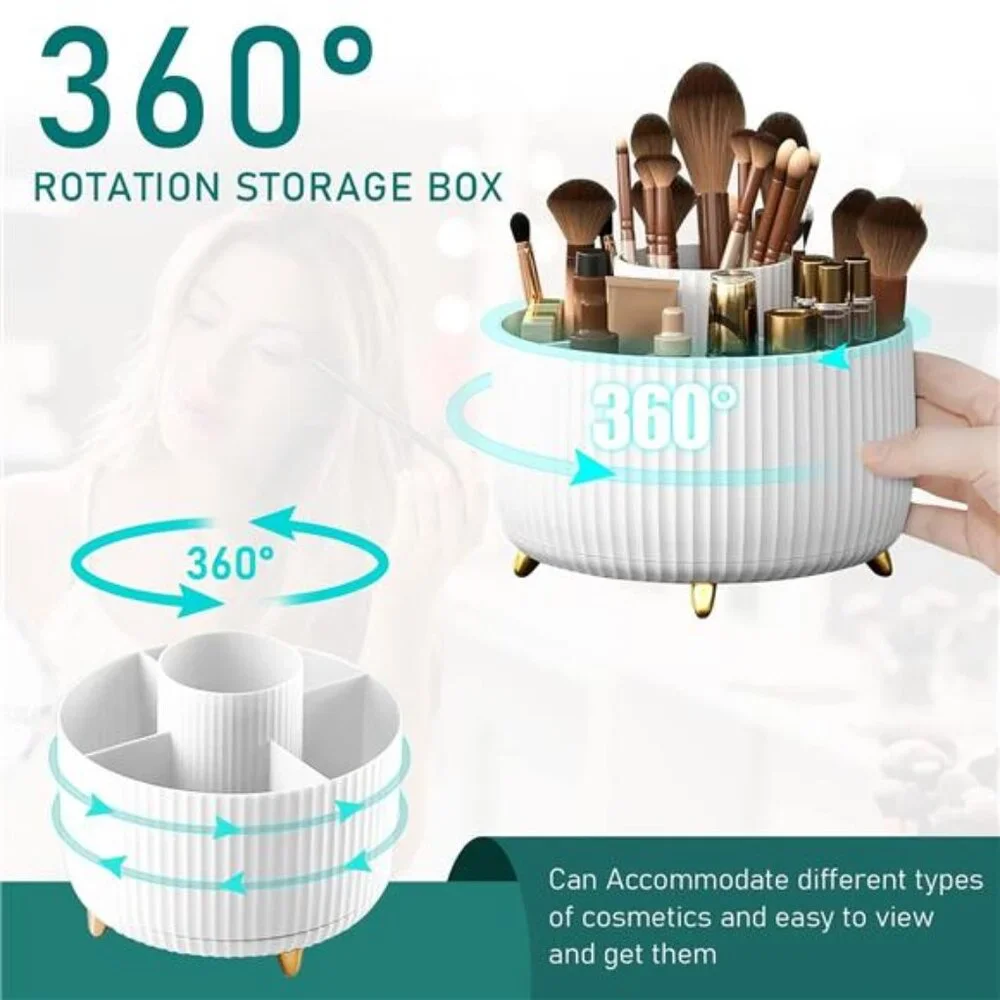 Makeup Brush Holder Organizer,360° Rotating Makeup Brush Organizer,5 Slot